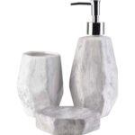 Set de salle de bain imitation marbre gris clair