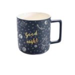 Mugs noir en porcelaine avec  écritures good night en or